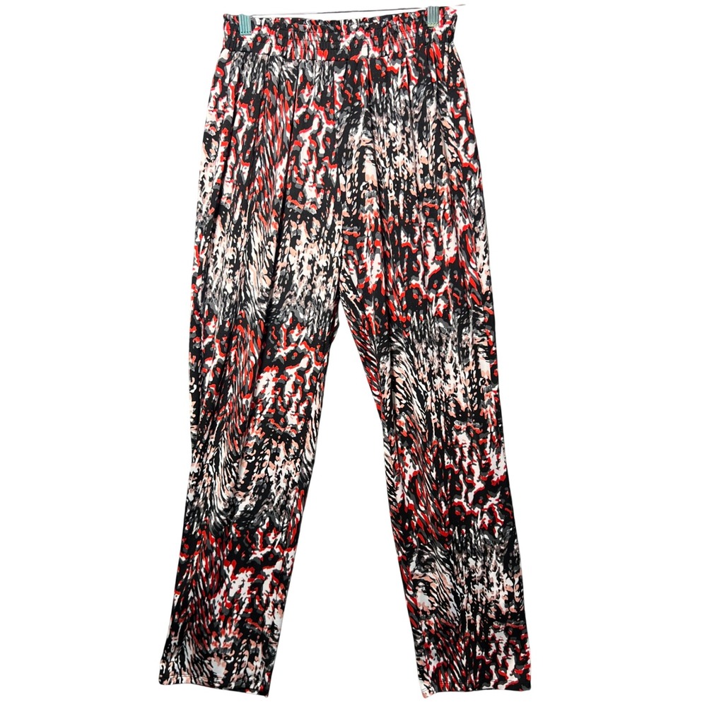 KIKIT Pants M‎ Abstract Animal Print Elastic Waist Polyester Spandex Pull On